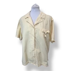 CB Casual Women's Plus Size Button Down Shirt Cotton Relaxed Butter Yellow 3X
